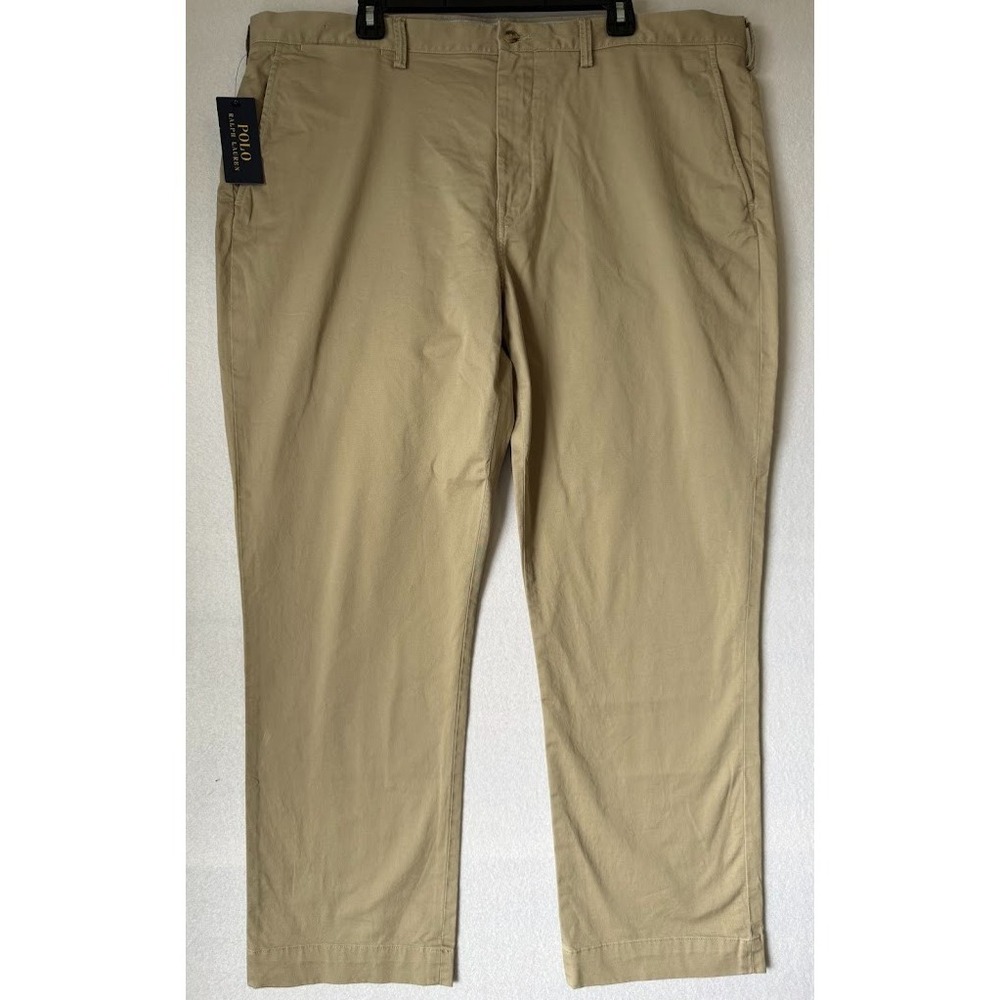 Polo Ralph Lauren Pants Men 42x30 Beige Stretch Straight Fit Chino Cotton Casual